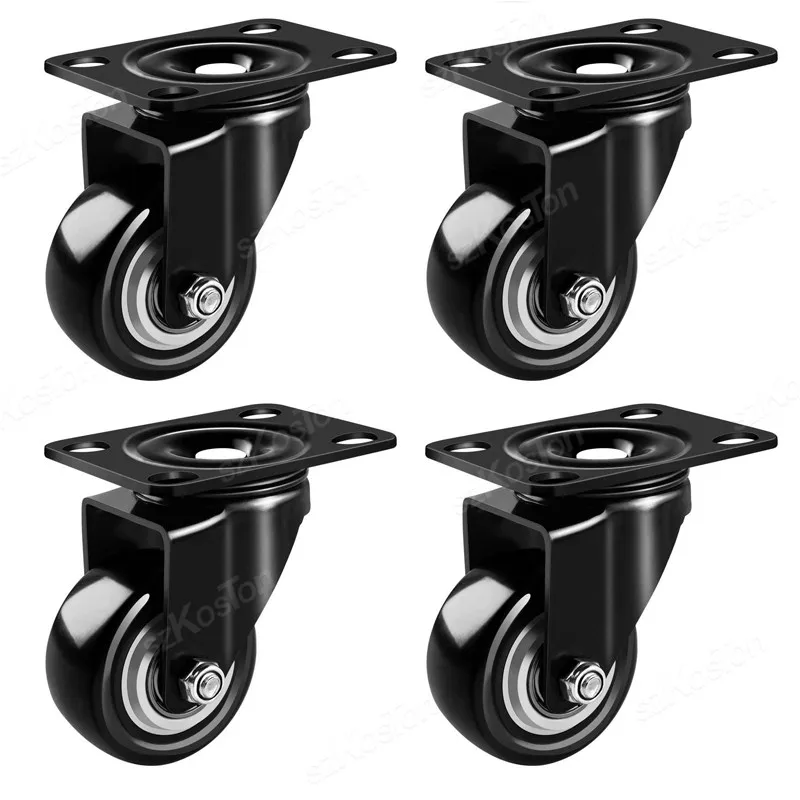 1.5/2 Inch Dia Heavy Duty 200KG Black PP 360° Swivel Castor Wheels Trolley Furniture Industrial Caster Pack of 4