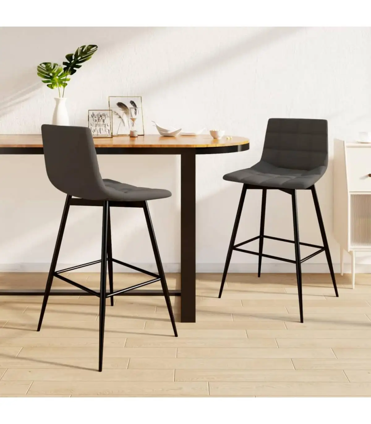 Kitchen stools kitchen stools 2 units dark gray velvet