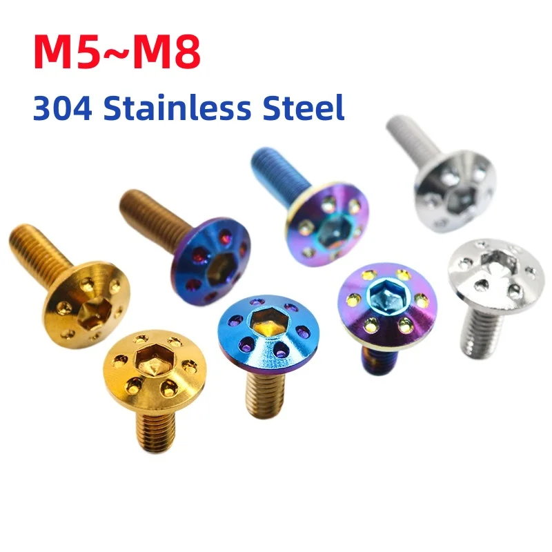 AliExpress NONE M5 M6 M8 304 Stainless Steel Hex Socket Flat Head Screws Bolts For Bike Motorcycle Titanium Blue Gold
