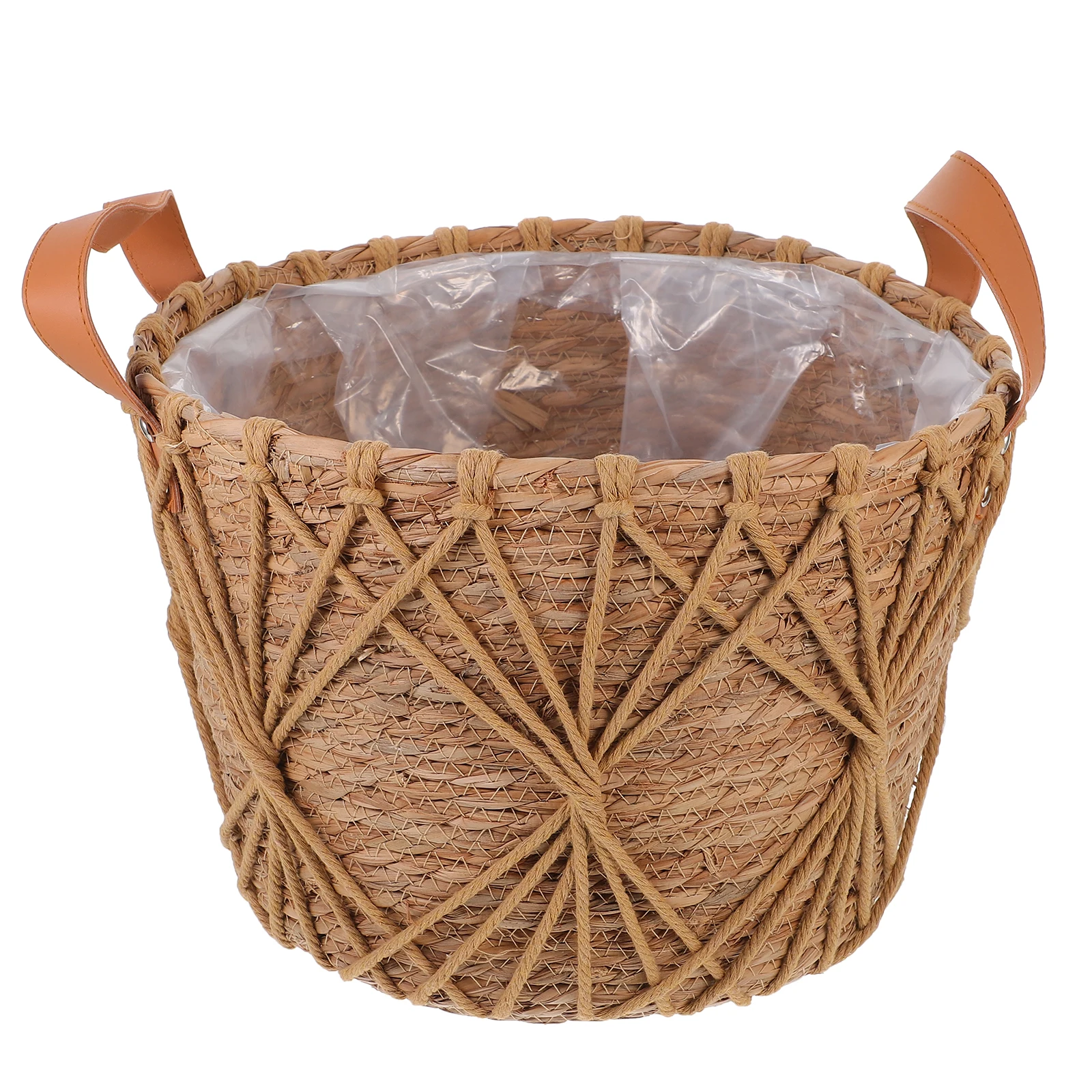 

Woven Flower Basket Plant Baskets Indoor Pot Pastoral Style Storage Pots Small 25x20 Straw Polyester Round Shaped Planter