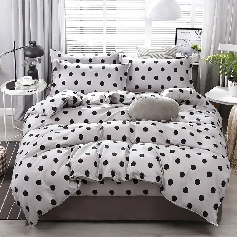 Simple Duvet Cover Set Nordic Bedding Set Heart Plaid Quilt Cover Bed Sheet 220x240 King Size Single Double Queen Bed Linens