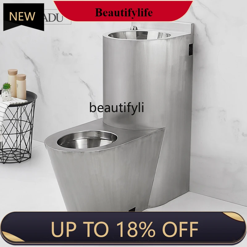 

Z189 B185 Stainless steel one-piece toilet toilet with wash basin, prison detention center conversation room toilet