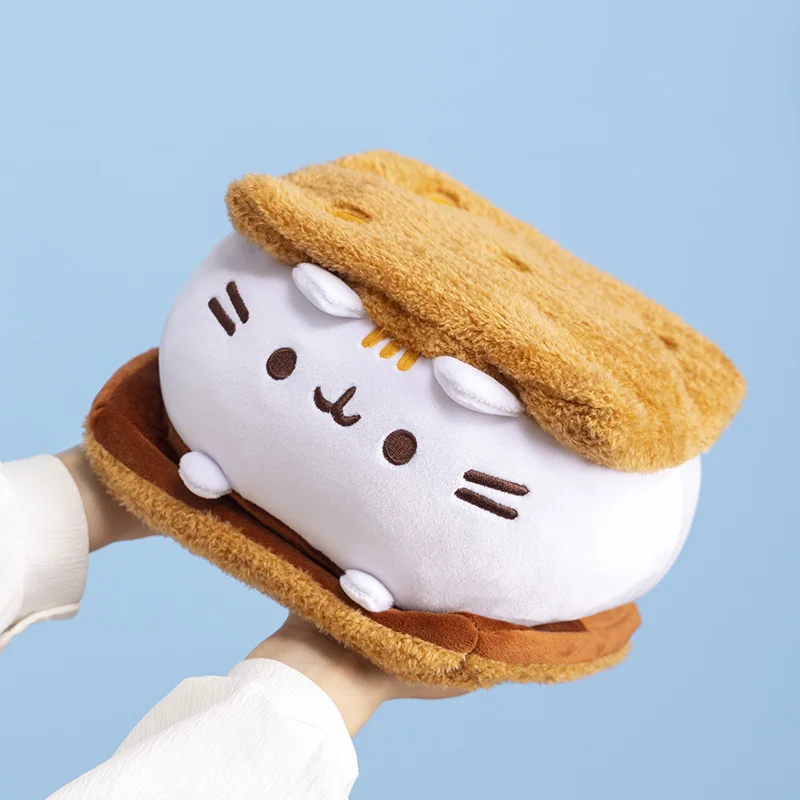 Kawaii Chocolade Koekje Vet Kat Plushie Zachte Knuffels Kitten Gooien Kussen Decor Kussen Begeleiden Slaap Speelgoed Kids