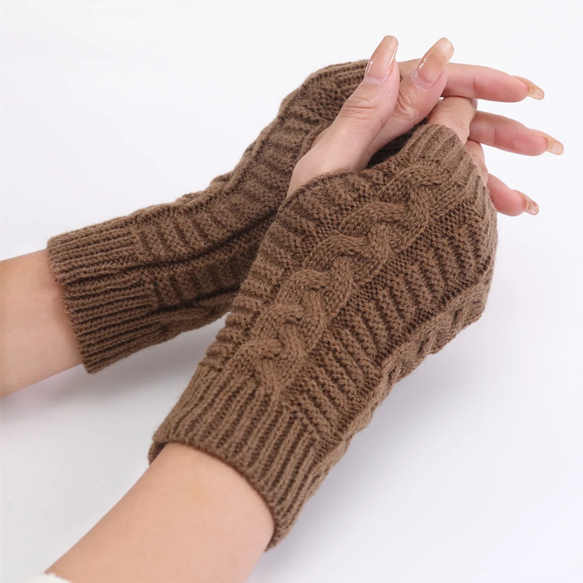 Women\'s Knitted Long Hand Gloves Warm Embroidered Mittens Winter Fingerless Glove for Women Girl Guantes Invierno Mujer Luvas