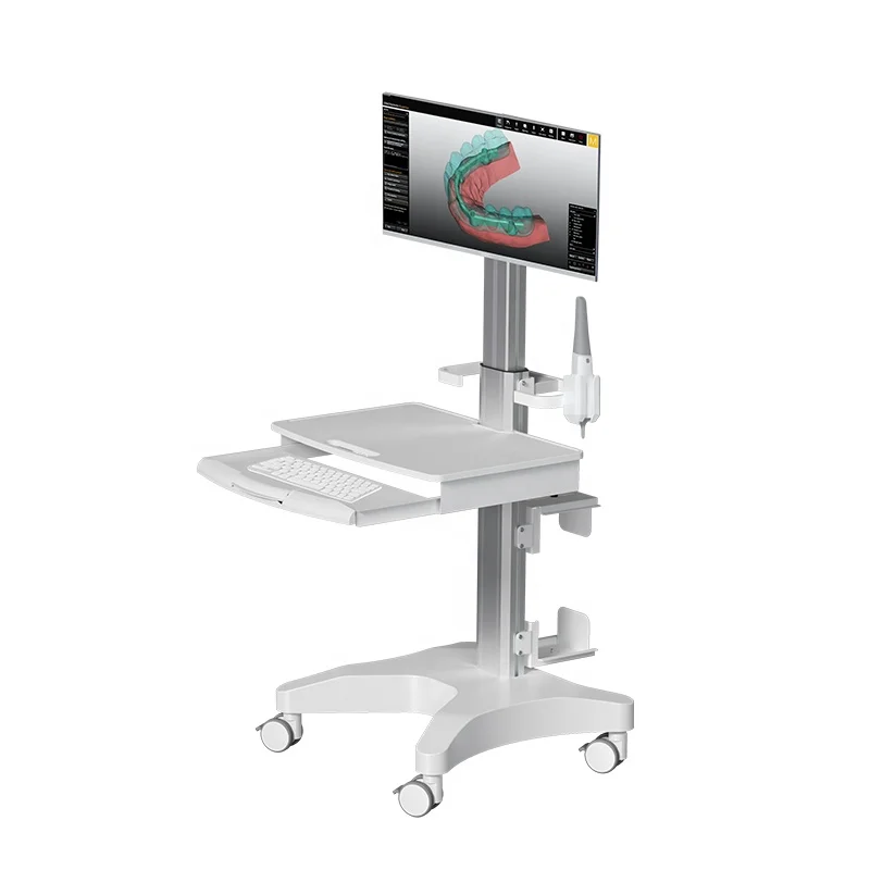 Customized Mobile Medical Computer Trolley cart Hospital Furniture Medical Cart with Cabinet for Office Hospital Workstation