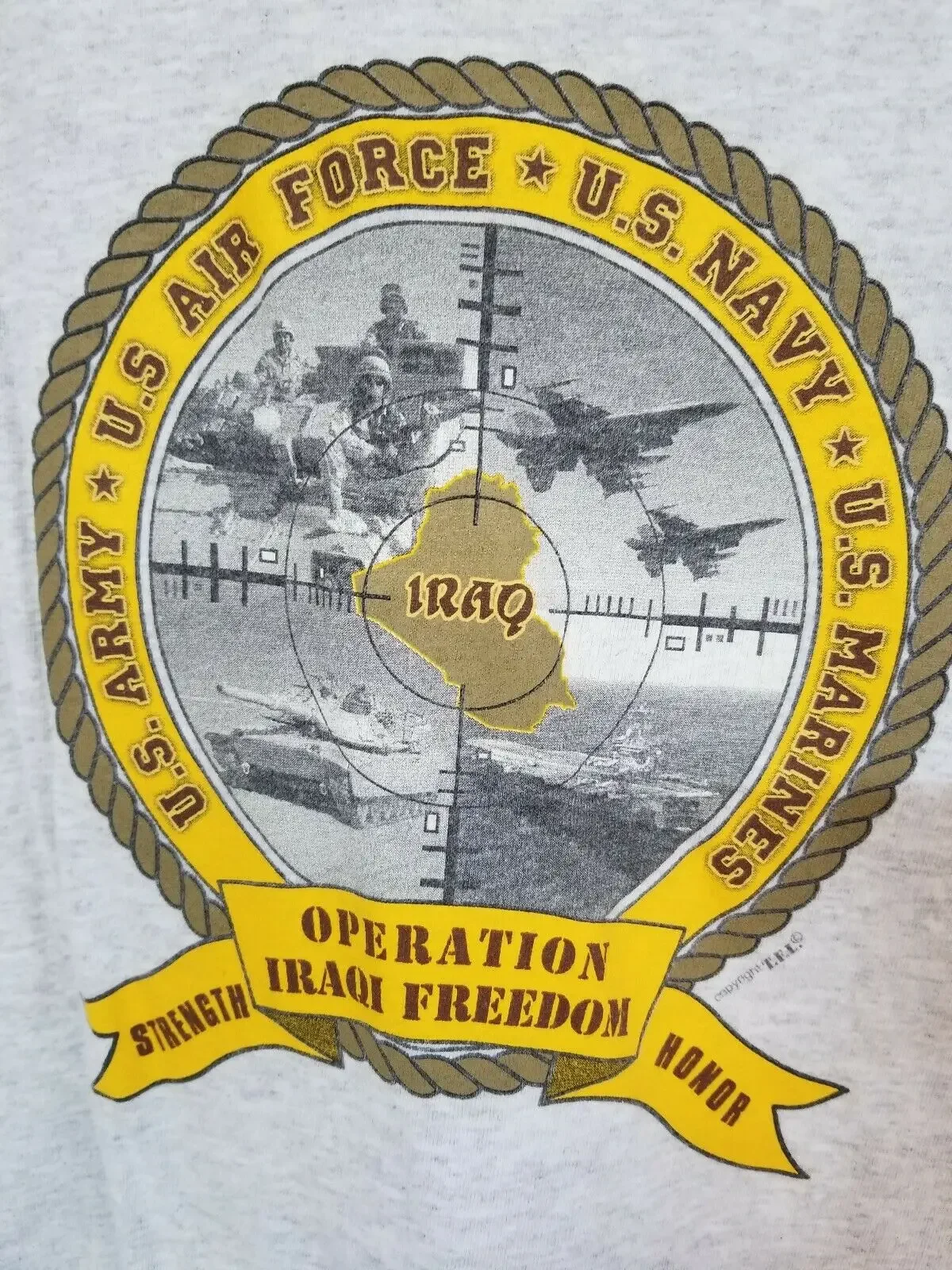 Vintage Operation Iraq Freedom Graphic TShirt Men's 100% Cotton Casual T-shirts Loose Top Size S-3XL