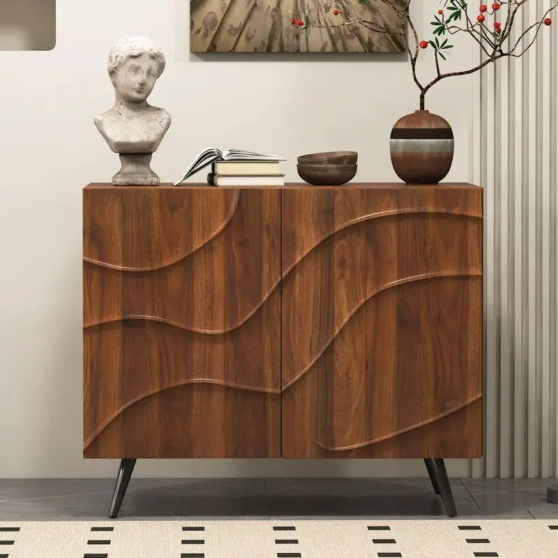 DSA retro solid wood dining side cabinet light luxury creative floor-to-ceiling side cabinet medium and antique dining side