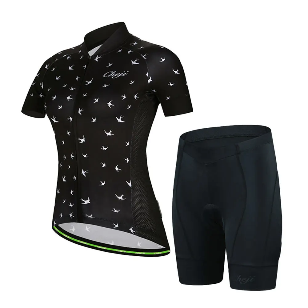 

Женский комплект из трикотажа для велоспорта, быстросохнущая дышащая одежда с короткими рукавами для езды на велосипеде, комплект шорт с силиконовой подушкой MTB Roading Bike 3D