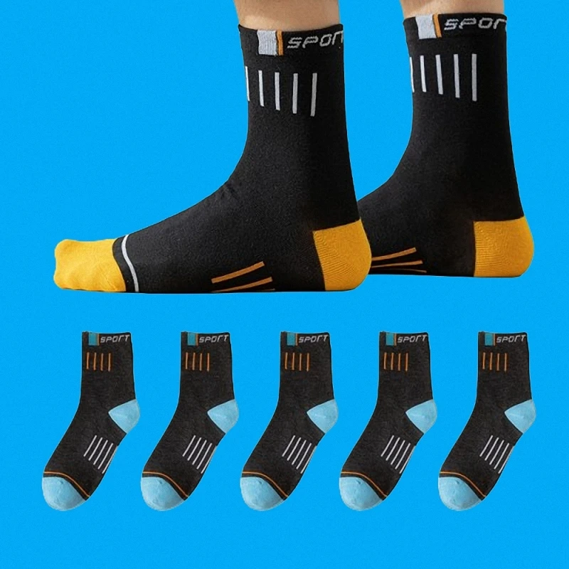 Calcetines deportivos de alta calidad para hombre, calcetín desodorante de tubo medio, absorbente del sudor, transpirable, para baloncesto, 5/10 pares