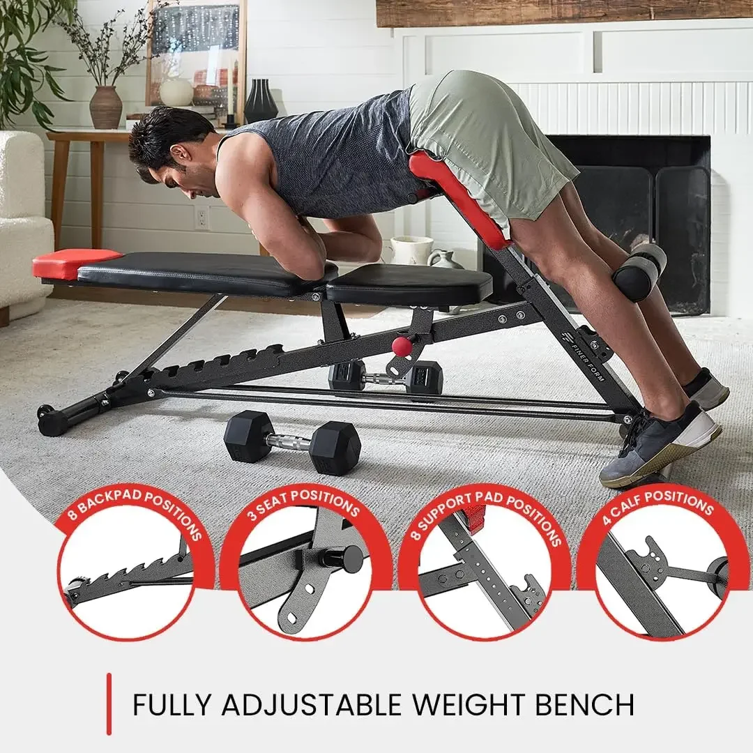 Multi-Functional FID Weight Bench for Full All-in-One Body Workout – Hyper Back Extension, Roman Chair, Adjustable Ab Sit up Ben