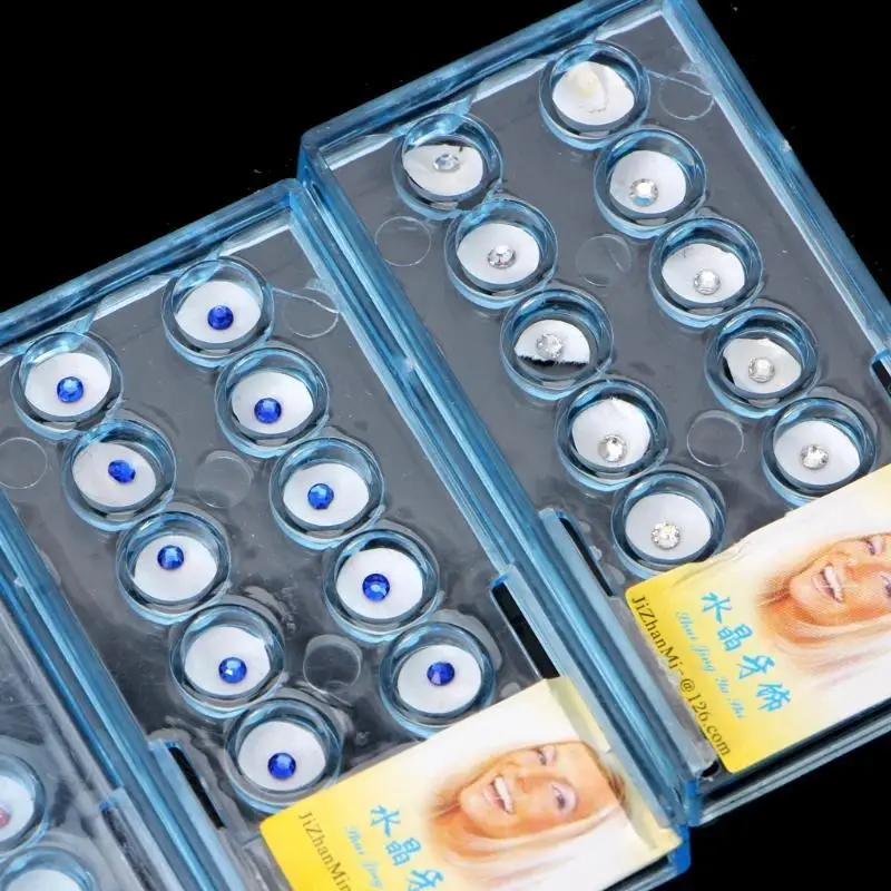 P9FE 10x/ Box 2mm Crystal with Box Tooth Ornaments for Tooth Nails Makeup Decor