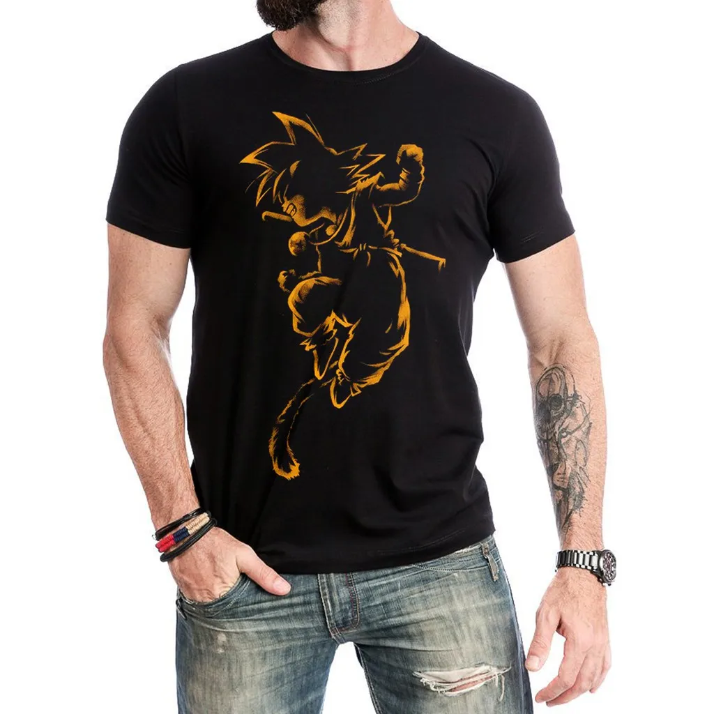 

Dragon Ball Son Goku с принтом для мужчин и женщин, летняя футболка, повседневная спортивная футболка для фитнеса, свободная удобная хлопковая футболка большого размера с короткими рукавами Y2k