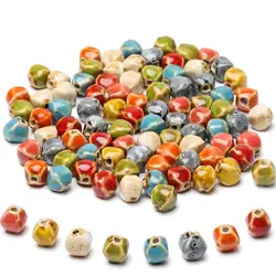 10x10mm 10pcs Irregular Ceramic Beads Multicolor Porcelain Loose Spacer Beads For Jewelry Making DIY Bracelets Necklace Supplies