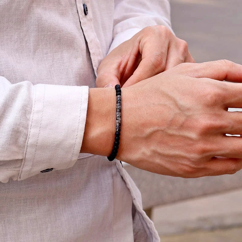 Neues minimalistisches 4mm Perlenarmband Unisex Kaiser Onyx Kleines Steinarmband Meditation Yoga Strang Armband Paar Brazalete Pulsera – Detail 7