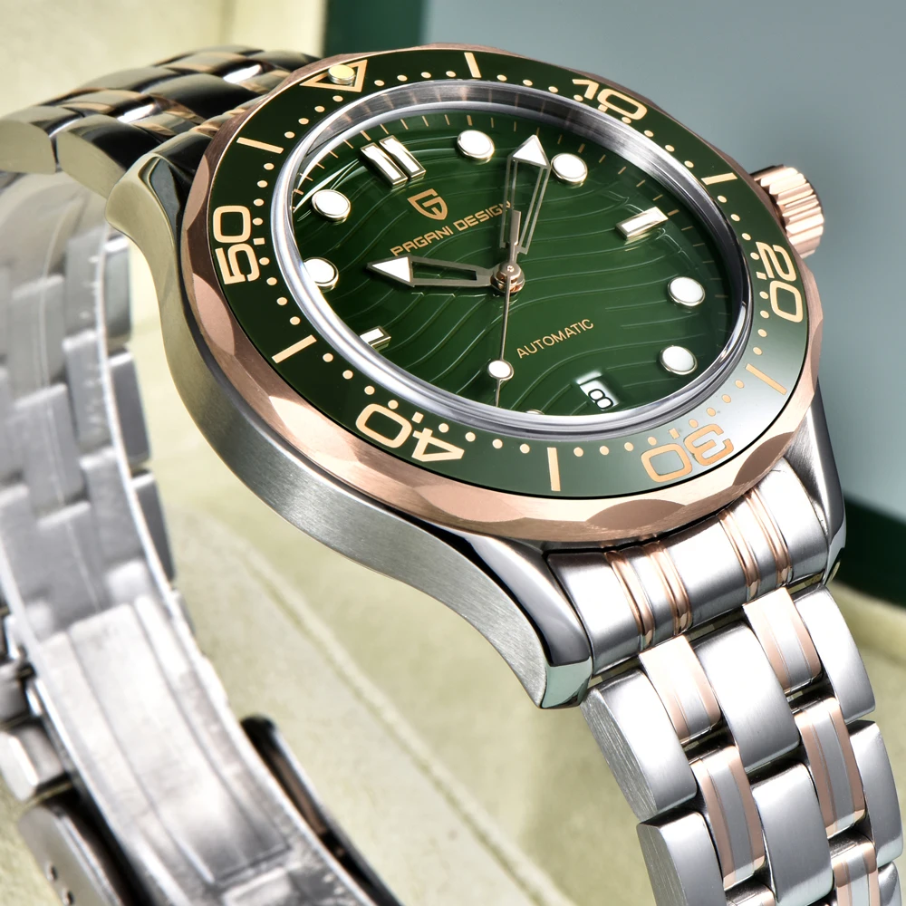 PAGANI تصميم جديد ارتفع الذهب موجة الهاتفي الفاخرة ساعة أوتوماتيكية الرجال AR الياقوت كريستال ميوتا 8215 Movt ساعة اليد الميكانيكية الرجال #4