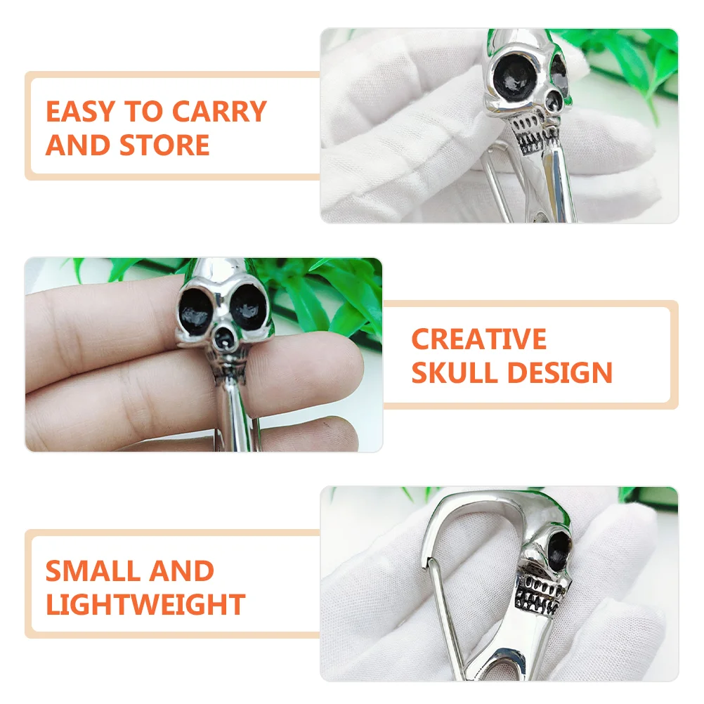 Stainless Steel Skull Keychain Gothic Carabiner Heavy Duty Clip Multipurpose Men Wallet Retro Design Practical Holiday Gift Easy