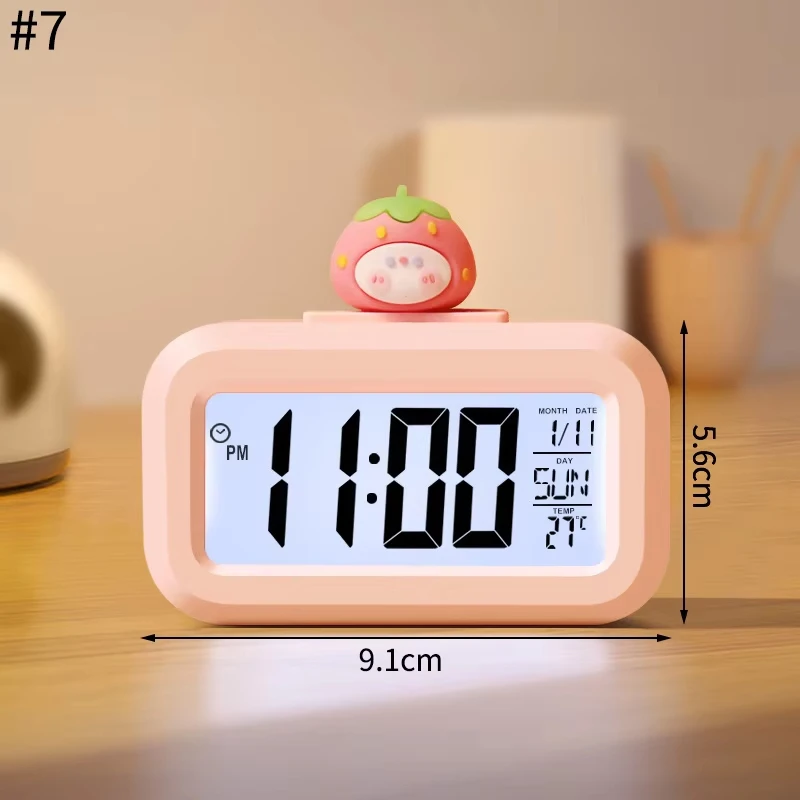 Kawaii LED Digital Clock Cartoon Pig Alarm Clock with Night Light Room Cute Watch Bedroom Bedside Ornaments Cute Rome Decor