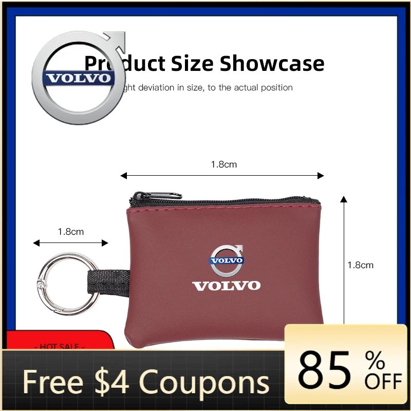 

Wheel Center Caps Leather Car Key Bag Coins Wallet Mini Card Pouch Auto Interior For Volvo Rdesign V60 V40 XC60 XC90 S60 C30 V50