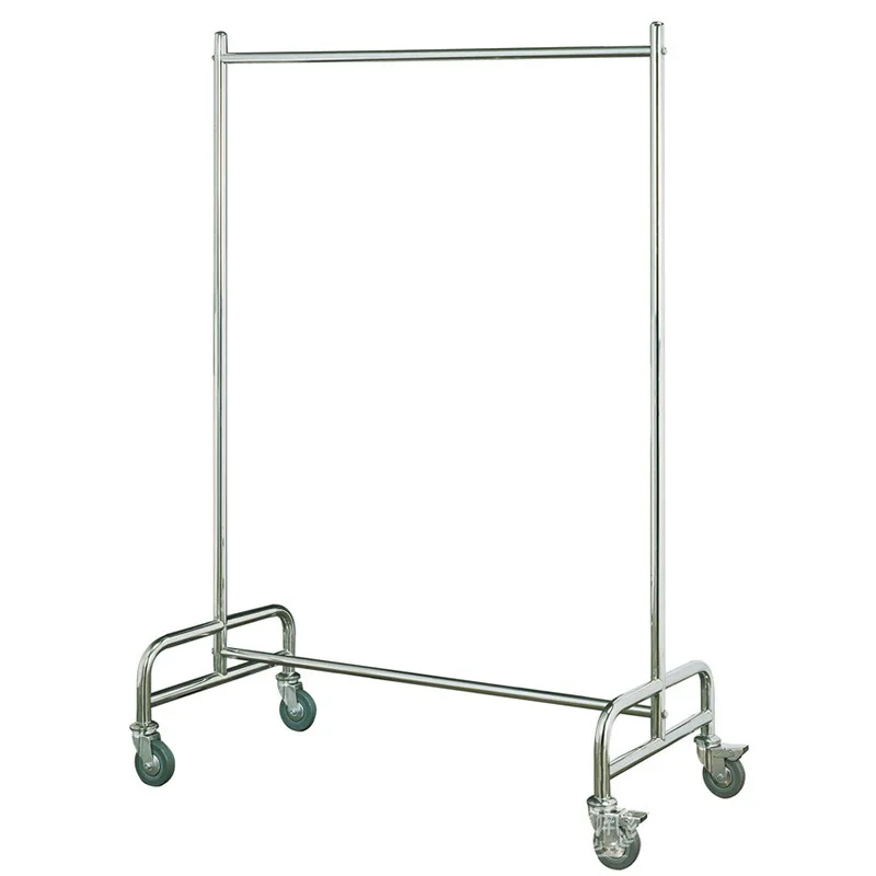 

Mobile Stainless Steel Garment Rack Trolley Coat Hanger Laundry Cart Laundry Trolley For Hotel
