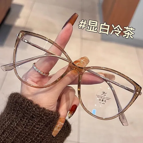 Gafas Retro de ojo de gato de carey para hombres y mujeres miopes, gafas de protección contra luz azul tr90, gafas redondas de leopardo con montura grande