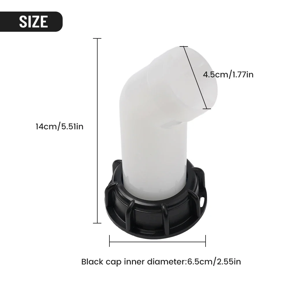 

Black Cap Inner Diameter 60mm White Mouth External Thread Diameter 45mm Outlet Tap for IBC Tanks Agriculture Industry