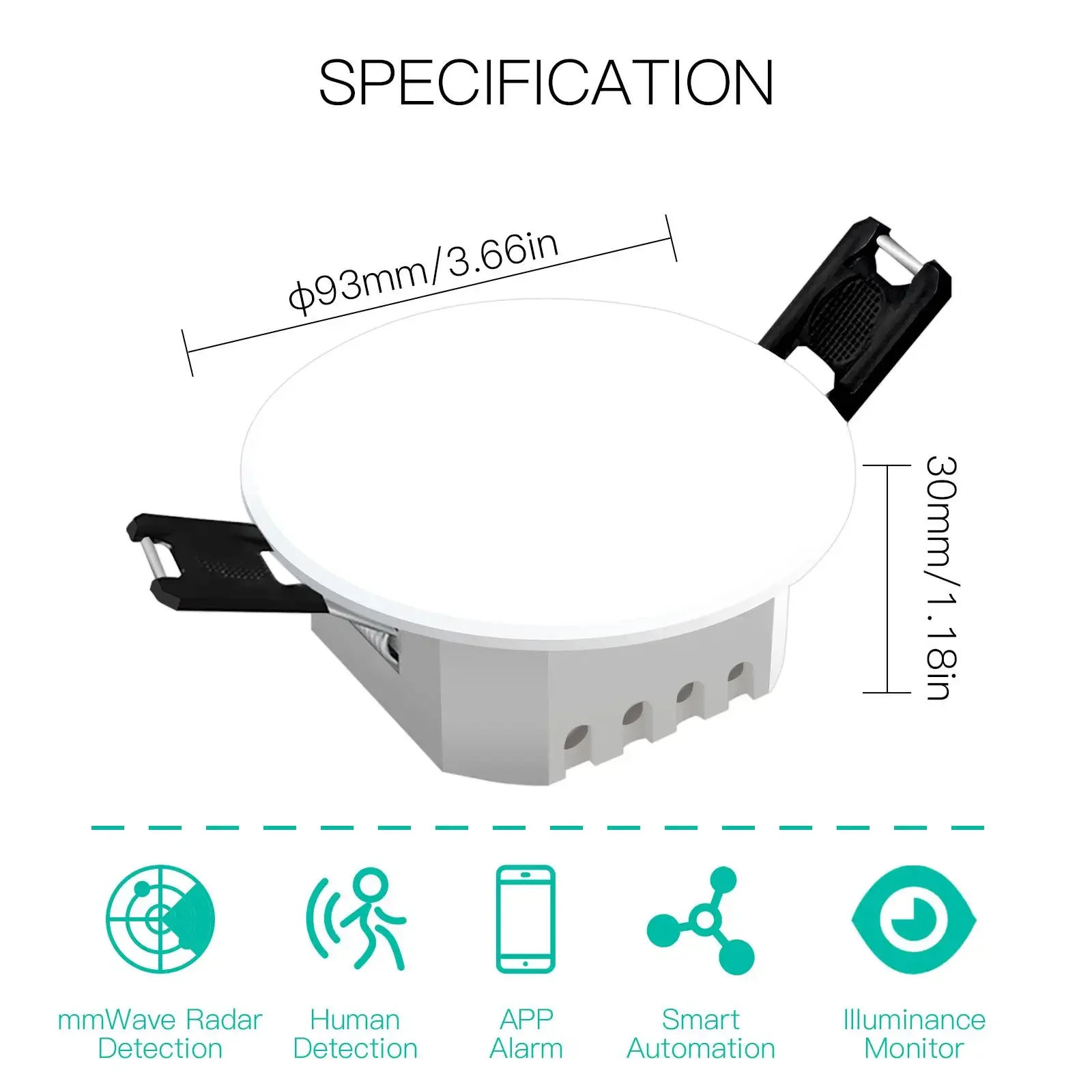 Tuya ZigBee Detector de Presença Humana, Sensor De Detecção De Radar WiFi, Função Fotométrica, Vida Inteligente, Teto PIR Hub, 2 em 1