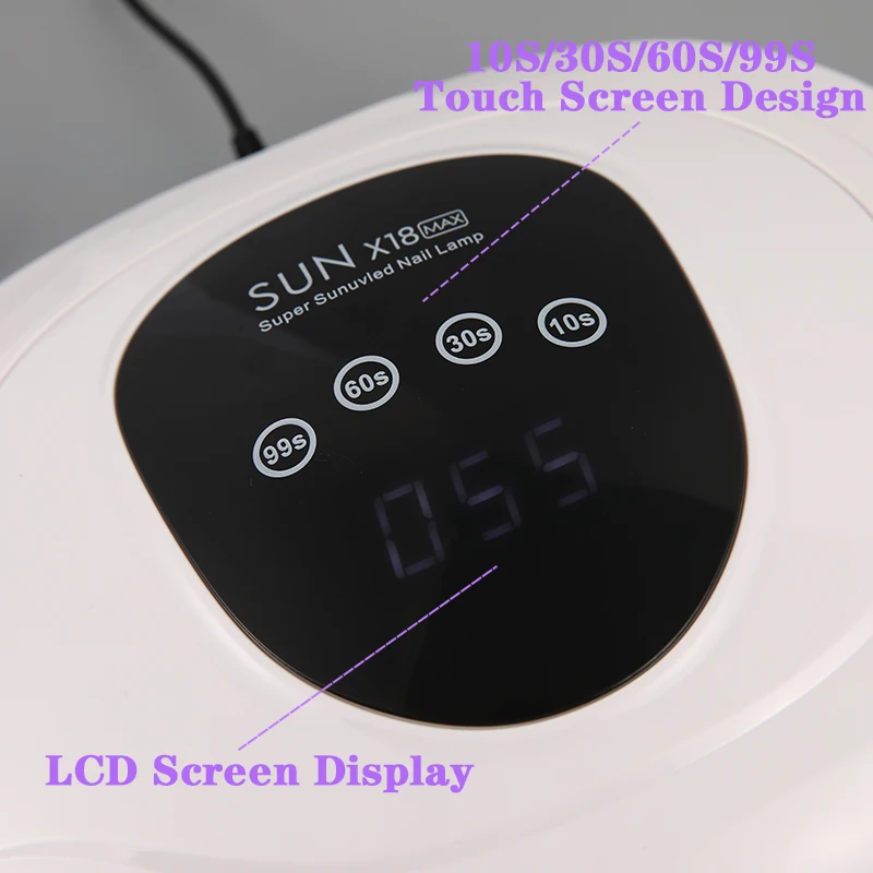 SUN X18MAX 72LEDS Nail Drying Lamp For Nails Gel Polish With Large HD Display Screen Auto Sensor Professional Manicure for Lamp