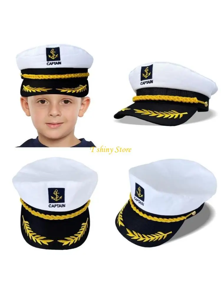 N58F Yacht Captain Hat Marine Hat Adjustable Sailor Captain Costume Boat