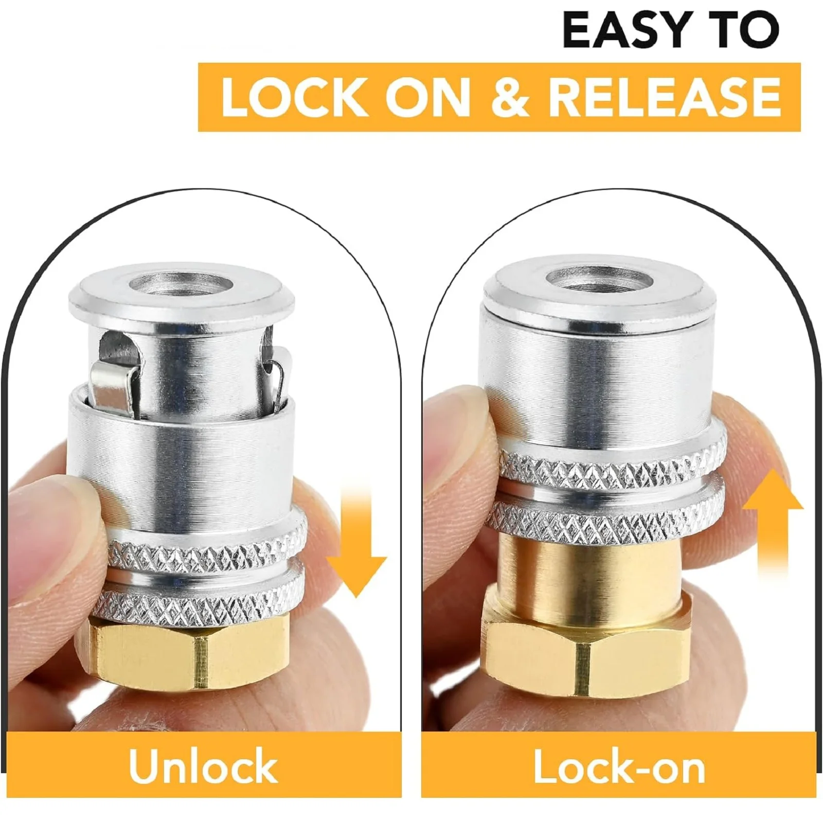 2Pcs Lock On Air Chuck 1/4FNPT Heavy Duty Closed Flow Brass Tire Chuck Tire Air Chuck for Tire Inflator Gauge and Air Compressor