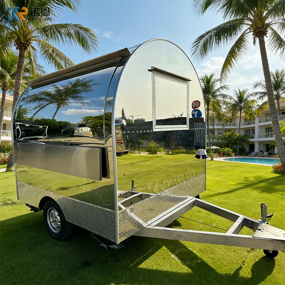 

Mobile Catering Trailer Street Food Truck Shop Ice Cream Truck Luxury Mobile Food Trailer with Stainless Steel Equipments