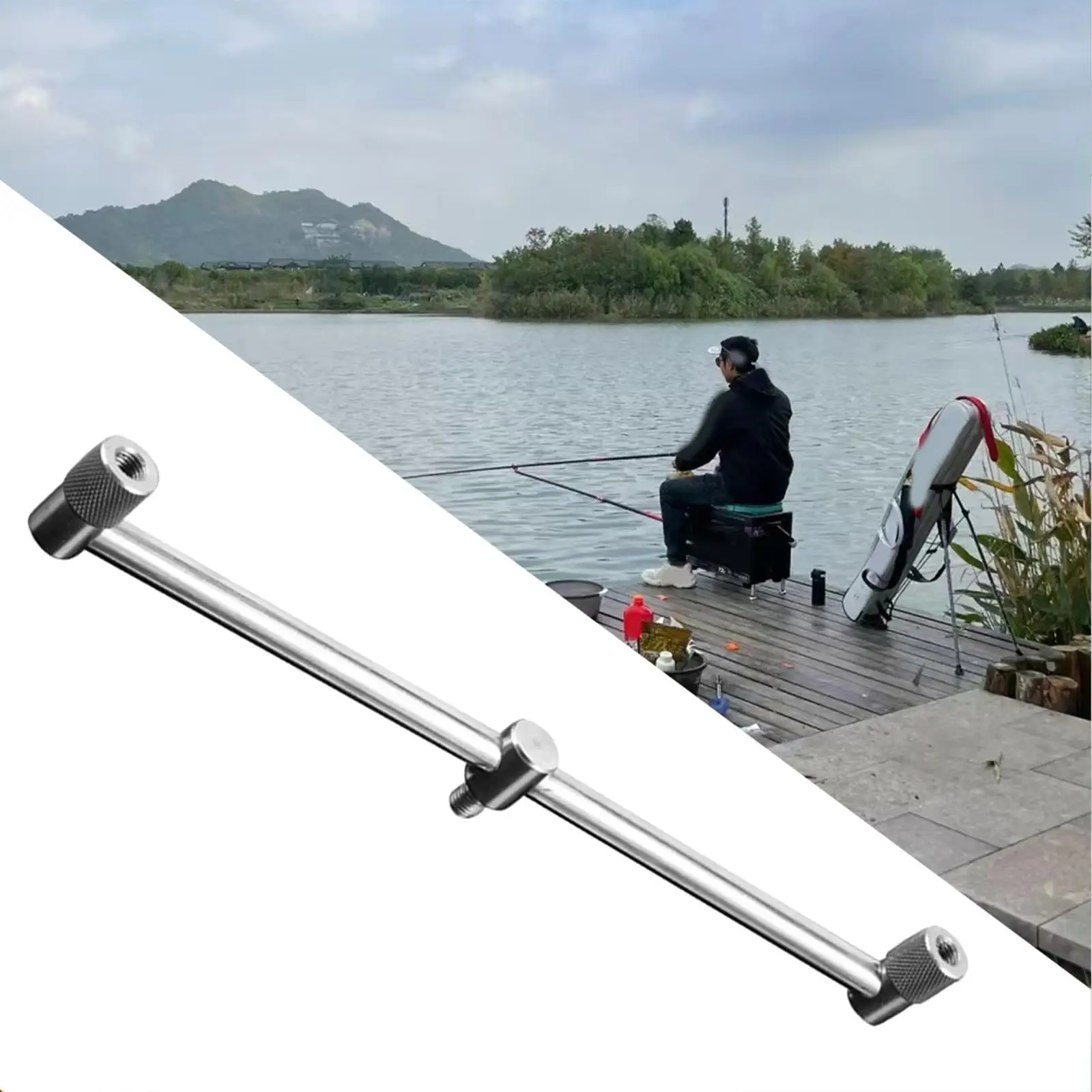 Fishing Rod Pod Buzz Bar Easy to Use Portable Bank Stick Crossbar Bracket Rod Rest Fishing Gear for Ship Marine Room Kayak Yacht