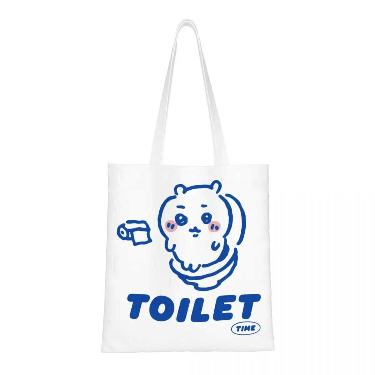 Chiikawa Toilet Time Tote Bags Women Handbag Foldable Student Shoulder Bag Reusable Shopping Bag