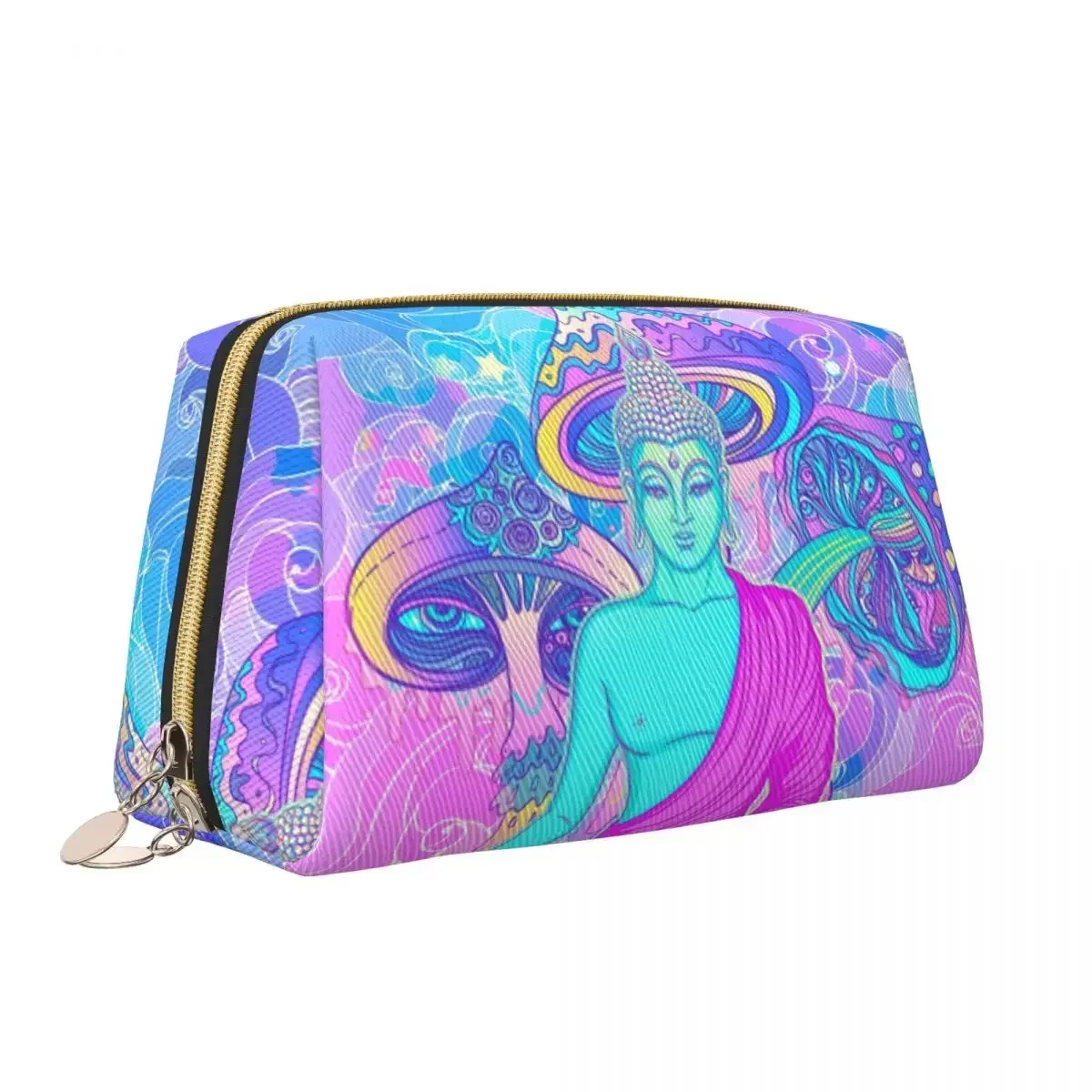 Borsa da toilette a fungo magico psichedelico da viaggio Kawaii Trippy Buddha trucco organizzatore cosmetico donna Beauty Storage Dopp Kit Box