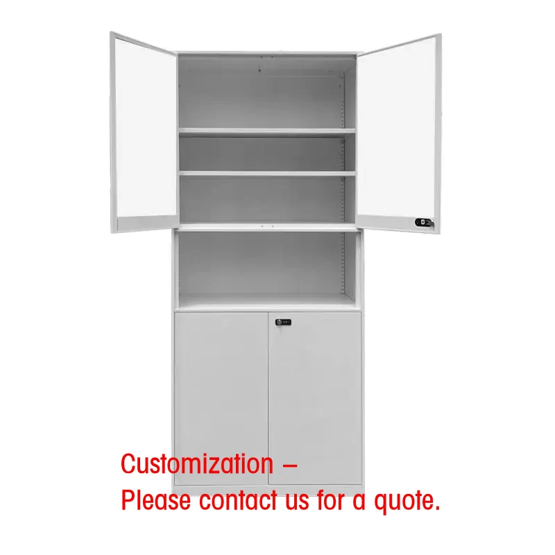 custom.Glass Display Cabinet With 4 Adjustable Shelves Metal Living Room Cabinet Space-saving Cabinet Home Gym
