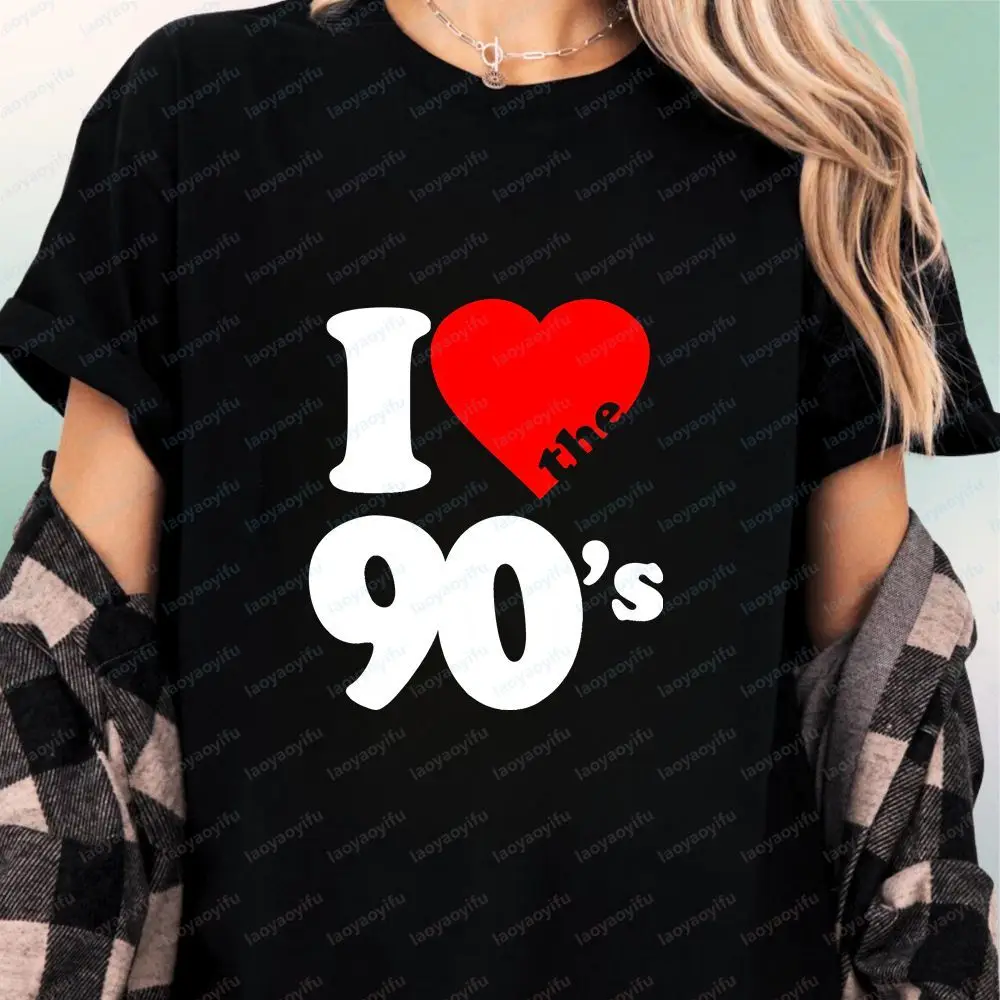 I Love The 90's - Blusa estampada - Camiseta moderna de manga curta unissex, adequada para homens e mulheres - Tamanho grande
