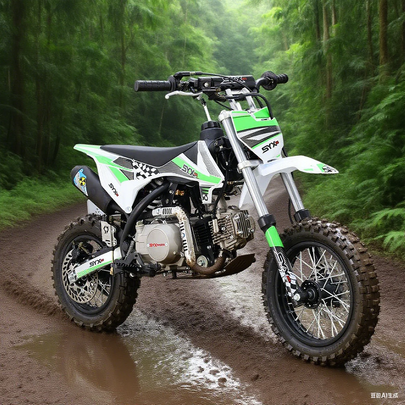 SYX MOTO 110cc Dirt Bike Motorcycle for Teens & Adults Automatic Clutch Electric Start 4-Stroke Gas-Powered Off-Road Bike