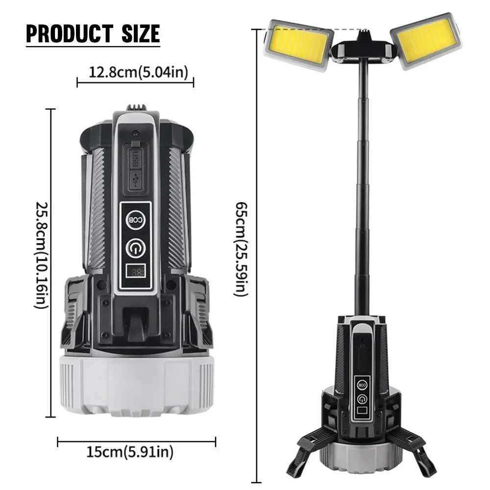 SQ-G18 3700LM Dual-Light Work Light | 9000mAh IPX4 LED Torch with Digital Display & 9 Modes for Camping, Jobsite, Emergency