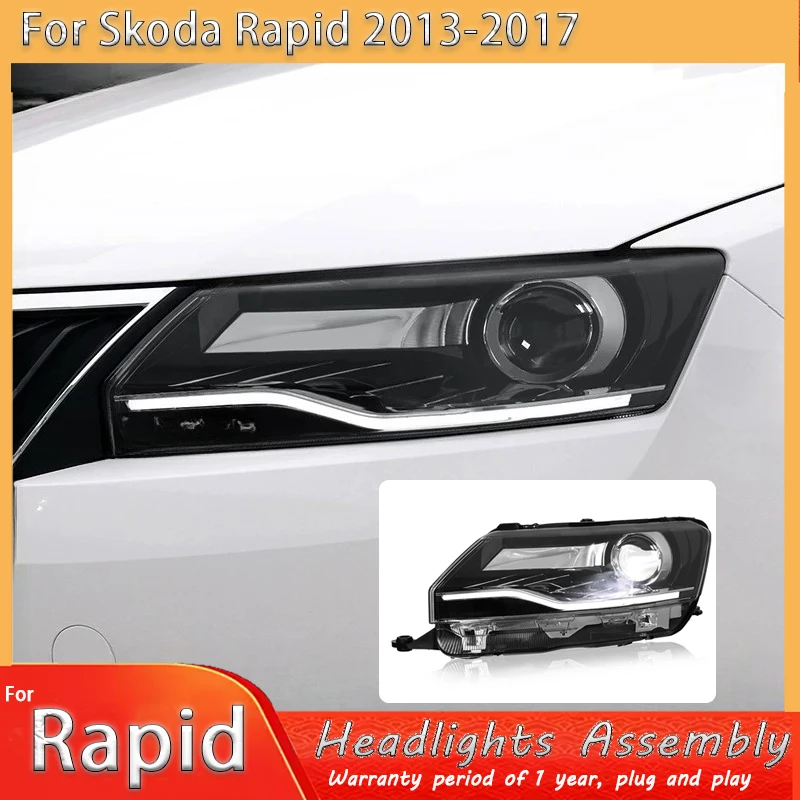 

Автомобильные фары для Skoda Rapid 2013-2017, новый стиль, полностью светодиодные, комплект для модернизации с проекционными линзами, аксессуары для сборки.