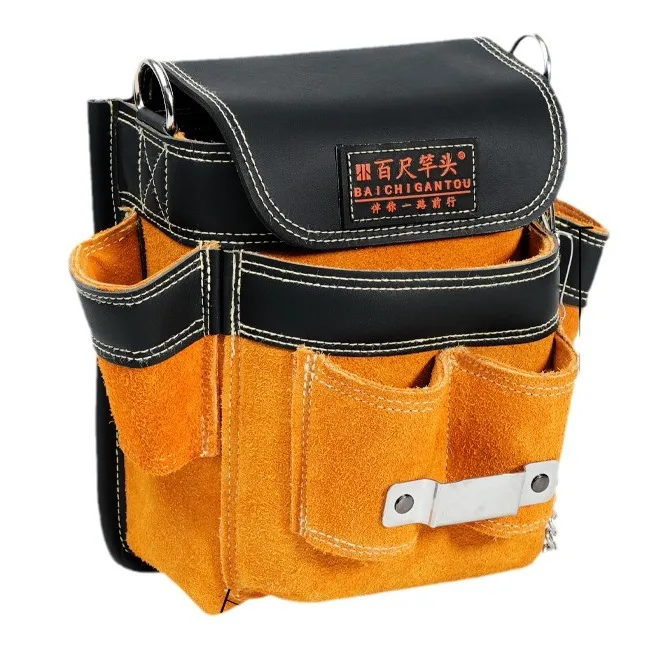 Electrician Tool Kit Waist Shoulder Cowhide Waist Bag Multi Functional Maintenance Special Tool Bag