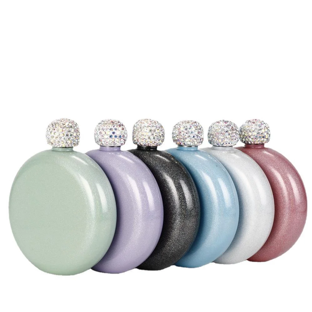 140ml Lady Portable Jug Women Wine Bottle Stainless Steel Wine Alcohol Liquor Flask Creative Crystal Lid Drinkware Wine Supplies
