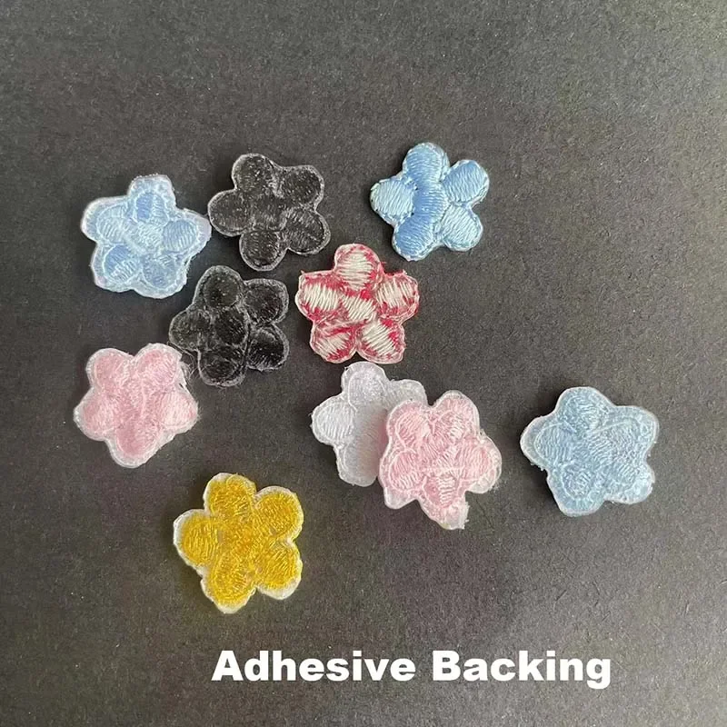 20PCS/1.5CM Fabric Flower Applique Patch Clothes Stickers,tiny Plum Blossom Embroidery Iron on Patches for Costume Decoration