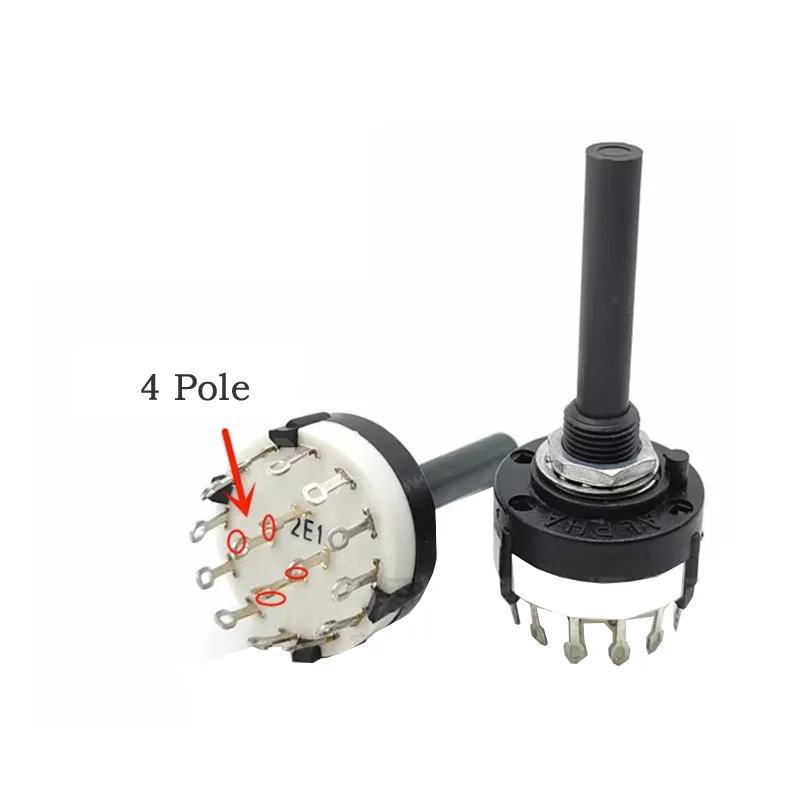 1pcs High-quality SR26 Band Rotary Channel Selector Switch 4 Pole 3 Position Soldering Pins Handle Length 38MM sound shalf