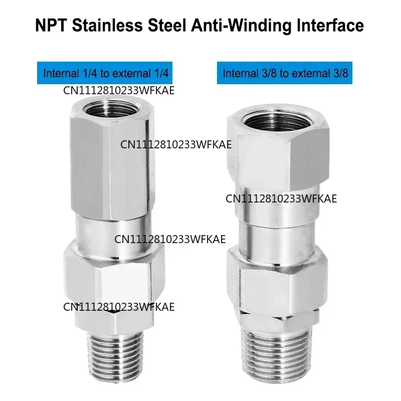 High Pressure Washer Swivel Joint 3/8 Inch Pressure Washer Hose Fittings 4500 PSI 360 Degree Rotation Connector Car Washing