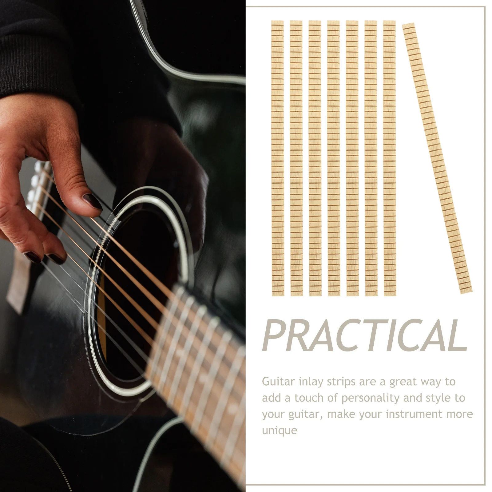 

8pcs Guitar Strips Wood Material For Body Ukulele Inlay Strips Binding Purfling Diy Decoration Accessories Instrument Parts