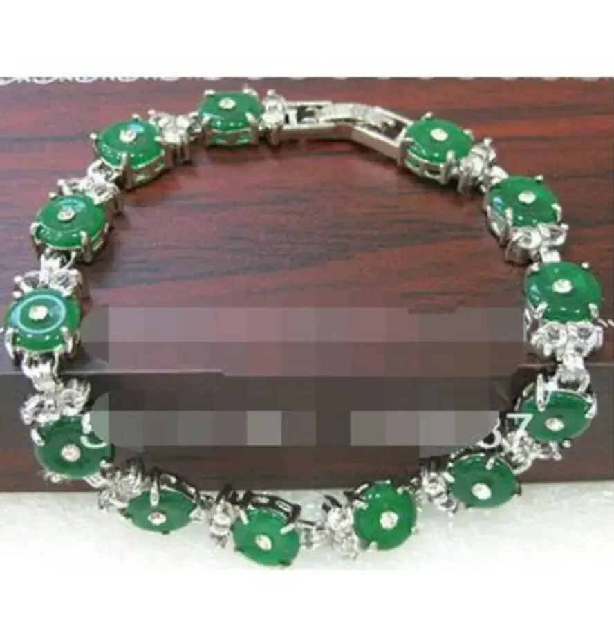 2 colors CHOICE ! lady's exquisite green stone bead 18KGP bracelet