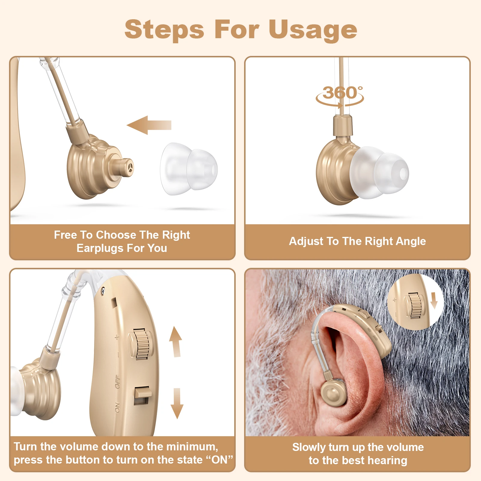 Rechargeable Sound Amplifier Severe Hearing Aid For Deaf People Rechargeable BTE  Hearing Aid For The Deaf People