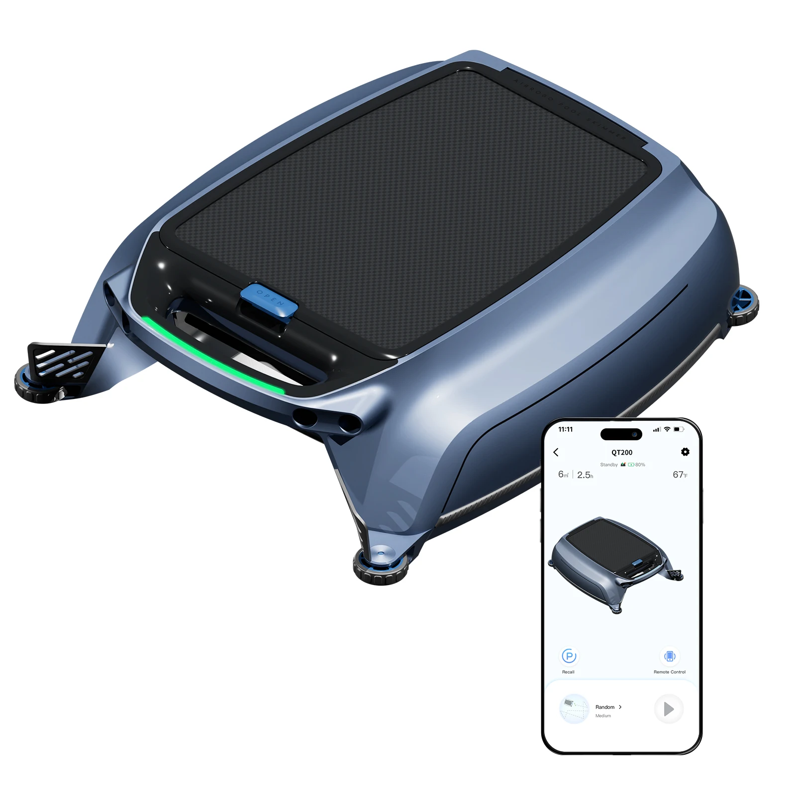 

QT200 High Quality Robotic Pool Skimmer, Wireless Automatic Pool Cleaner Robot, APP Enabled with Eco Filter for Swimming Pool