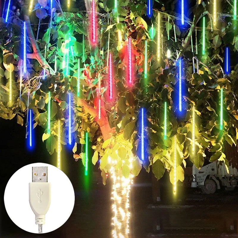Wedding Fairy String Light Holiday Party Decor Room Decorations USB LED Meteor Shower Rain Light for 2026 Ramadan Christmas