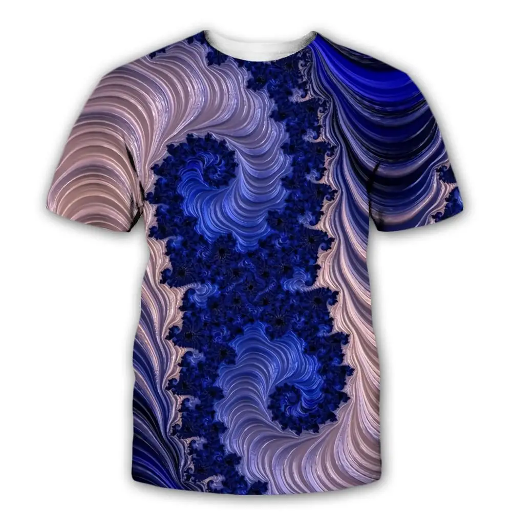 Abstract fashion T-shirts for men and women, casual short sleeved shirts, dreamy 3D fractal art prints, innovative men\'s clothin