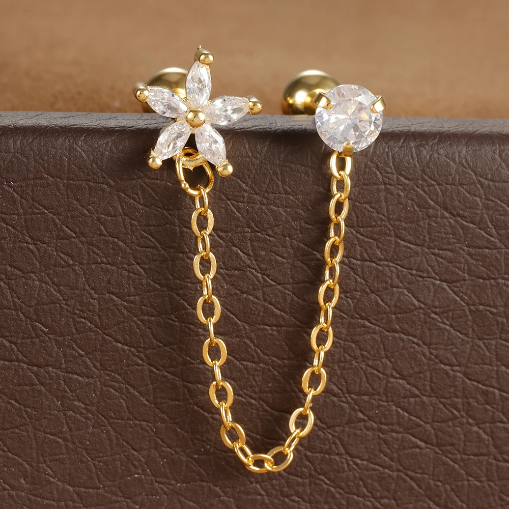 Women's 18K Gold Plated Zircon Crown Stud Earrings